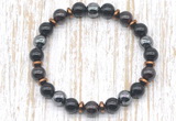 CGB8414 8mm garnet, black onyx & hematite energy bracelet