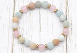 CGB8420 8mm matte amazonite, rose quartz & hematite power beads bracelet