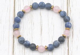 CGB8421 8mm matte sodalite, rose quartz & hematite power beads bracelet