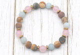 CGB8436 8mm matte amazonite, mixed jasper, rose quartz & hematite power beads bracelet