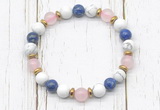 CGB8440 8mm white howlite, lapis lazuli, rose quartz & hematite power beads bracelet