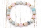 CGB8453 8mm amazonite, rose quartz & hematite power beads bracelet