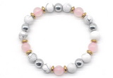 CGB8487 8mm rose quartz, white howlite & hematite energy bracelet