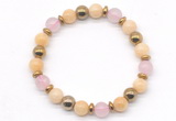 CGB8488 8mm rose quartz, honey jade & hematite energy bracelet