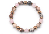 CGB8496 8mm rose quartz, zebra jasper & hematite energy bracelet