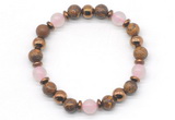 CGB8497 8mm rose quartz, elephant skin jasper & hematite energy bracelet