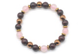 CGB8498 8mm rose quartz, brecciated jasper & hematite energy bracelet