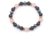 CGB8511 8mm rose quartz, purple tiger eye & hematite energy bracelet