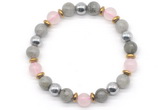 CGB8519 8mm rose quartz, labradorite & hematite energy bracelet