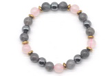 CGB8520 8mm rose quartz, grade A labradorite & hematite energy bracelet