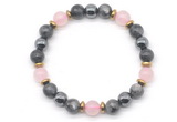 CGB8521 8mm rose quartz, black labradorite & hematite energy bracelet