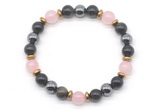 CGB8522 8mm rose quartz, golden obsidian & hematite energy bracelet