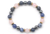 CGB8523 8mm rose quartz, sodalite & hematite energy bracelet