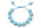 CGB8552 12mm round blue howlite adjustable macrame bracelets