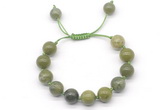 CGB8555 12mm round Canadian jade adjustable macrame bracelets