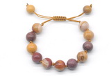 CGB8560 12mm round mookaite adjustable macrame bracelets