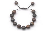 CGB8562 12mm round bronzite adjustable macrame bracelets