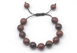 CGB8563 12mm round mahogany obsidian adjustable macrame bracelets