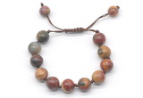 CGB8574 12mm round picasso jasper adjustable macrame bracelets