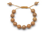 CGB8575 12mm round wooden jasper adjustable macrame bracelets