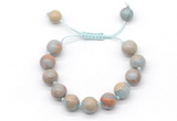 CGB8580 12mm round serpentine jasper adjustable macrame bracelets