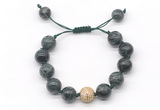 CGB8582 12mm round kambaba jasper adjustable macrame bracelets