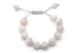 CGB8602 12mm round white crazy lace agate adjustable macrame bracelets