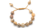 CGB8603 12mm round yellow crazy lace agate adjustable macrame bracelets