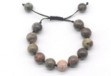 CGB8607 12mm round ocean agate adjustable macrame bracelets