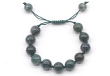 CGB8609 12mm round moss agate adjustable macrame bracelets