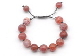 CGB8612 12mm round fire agate adjustable macrame bracelets