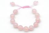 CGB8617 12mm round rose quartz adjustable macrame bracelets