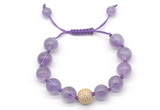 CGB8619 12mm round light amethyst adjustable macrame bracelets