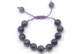 CGB8621 12mm round grade AB amethyst adjustable macrame bracelets