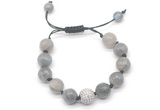 CGB8629 12mm faceted round labradorite adjustable macrame bracelets