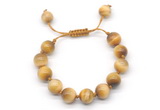 CGB8633 12mm round golden tiger eye adjustable macrame bracelets