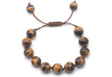 CGB8634 12mm round yellow tiger eye adjustable macrame bracelets