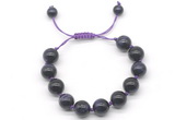 CGB8636 12mm round purple tiger eye adjustable macrame bracelets