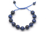 CGB8637 12mm round blue tiger eye adjustable macrame bracelets