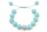 CGB8642 12mm round amazonite adjustable macrame bracelets