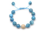 CGB8643 12mm round apatite adjustable macrame bracelets