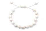 CGB8651 8mm,10mm round white howlite adjustable macrame bracelets