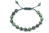 CGB8658 8mm,10mm round ruby zoisite adjustable macrame bracelets