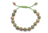 CGB8660 8mm,10mm round unakite adjustable macrame bracelets