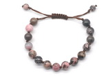 CGB8663 8mm,10mm round rhodonite adjustable macrame bracelets