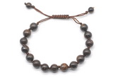 CGB8665 8mm,10mm round bronzite adjustable macrame bracelets