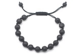 CGB8668 8mm,10mm round black lava adjustable macrame bracelets