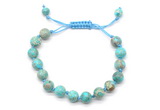 CGB8671 8mm,10mm round blue sea sediment jasper adjustable macrame bracelets