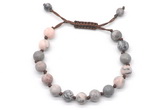 CGB8676 8mm,10mm round pink zebra jasper adjustable macrame bracelets