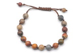 CGB8677 8mm,10mm round picasso jasper adjustable macrame bracelets